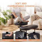 Chaise de bureau ergonomique pour s'asseoir en tailleur avec support lombaire, chaise de méditation pivotante à 360° avec roulettes