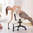 Chaise de bureau ergonomique pour s'asseoir en tailleur avec support lombaire, chaise de méditation pivotante à 360° avec roulettes
