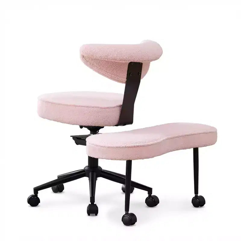 Chaise de bureau ergonomique pour s'asseoir en tailleur avec support lombaire, chaise de méditation pivotante à 360° avec roulettes