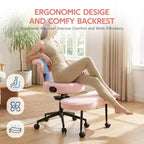 Chaise de bureau ergonomique pour s'asseoir en tailleur avec support lombaire, chaise de méditation pivotante à 360° avec roulettes