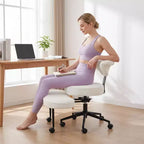 Chaise de bureau ergonomique pour s'asseoir en tailleur avec support lombaire, chaise de méditation pivotante à 360° avec roulettes