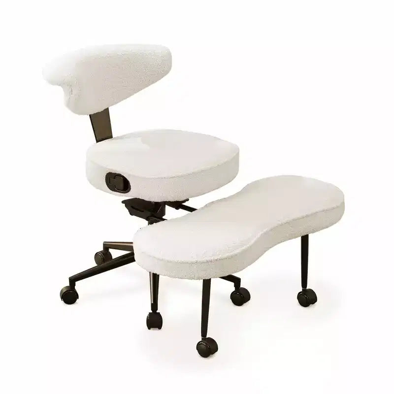 Chaise de bureau ergonomique pour s'asseoir en tailleur avec support lombaire, chaise de méditation pivotante à 360° avec roulettes