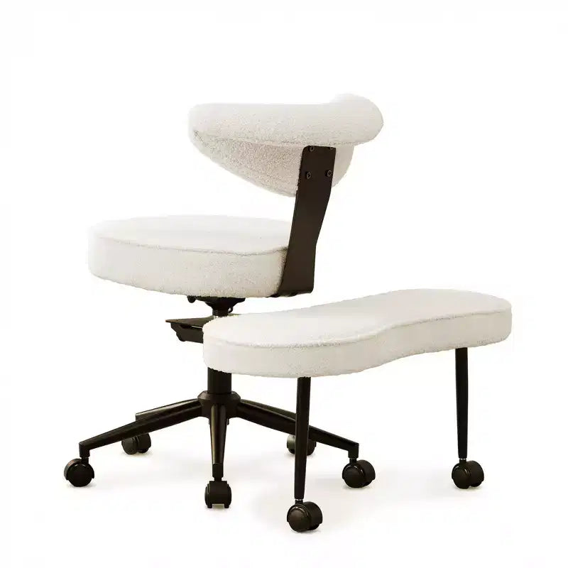 Chaise de bureau ergonomique pour s'asseoir en tailleur avec support lombaire, chaise de méditation pivotante à 360° avec roulettes