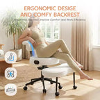 Chaise de bureau ergonomique pour s'asseoir en tailleur avec support lombaire, chaise de méditation pivotante à 360° avec roulettes