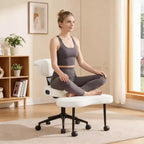Ergonomic Cross Legged Office Chair with Lumbar Support, 360 Swivel Meditation Chair with Wheels