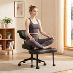 Chaise de bureau ergonomique pour s'asseoir en tailleur avec support lombaire, chaise de méditation pivotante à 360° avec roulettes