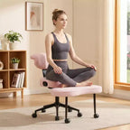 Chaise de bureau ergonomique pour s'asseoir en tailleur avec support lombaire, chaise de méditation pivotante à 360° avec roulettes