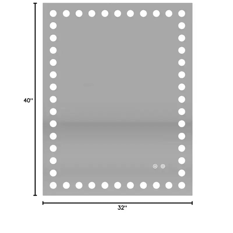 Miroir de salle de bain LED 40x32 - Anti-buée avec lumières 3 couleurs, installation horizontale/verticale, miroir de courtoisie étanche