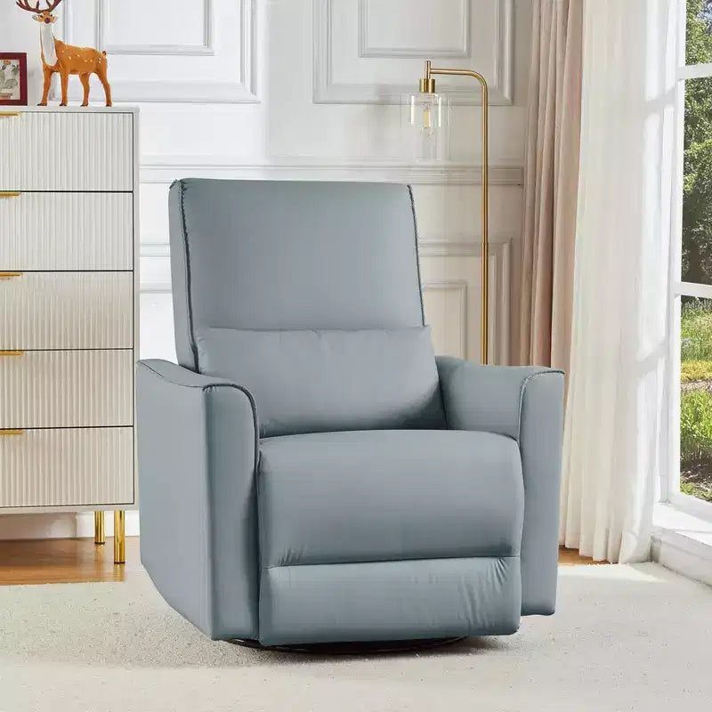 Fauteuil Inclinable, Berçant et Pivotant Manuel, avec Support Lombaire et Accoudoirs, pour Chambre de Bébé, Salon, Chambre à Coucher