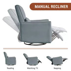 Fauteuil Inclinable, Berçant et Pivotant Manuel, avec Support Lombaire et Accoudoirs, pour Chambre de Bébé, Salon, Chambre à Coucher