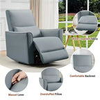 Fauteuil Inclinable, Berçant et Pivotant Manuel, avec Support Lombaire et Accoudoirs, pour Chambre de Bébé, Salon, Chambre à Coucher