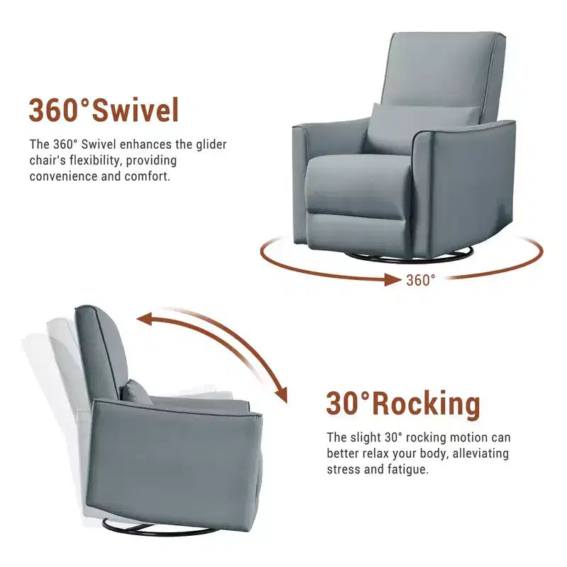 Fauteuil Inclinable, Berçant et Pivotant Manuel, avec Support Lombaire et Accoudoirs, pour Chambre de Bébé, Salon, Chambre à Coucher