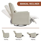 Fauteuil Inclinable, Berçant et Pivotant Manuel, avec Support Lombaire et Accoudoirs, pour Chambre de Bébé, Salon, Chambre à Coucher