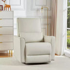 Fauteuil Inclinable, Berçant et Pivotant Manuel, avec Support Lombaire et Accoudoirs, pour Chambre de Bébé, Salon, Chambre à Coucher
