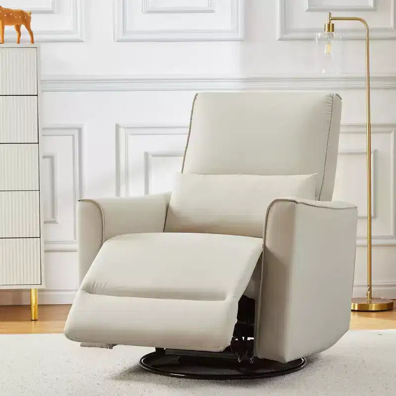 Swivel Rocking Recliner Chair, Manual Recliner Glider with Lumbar Support and Armrest, for Nursery, Living Room, Bedroom