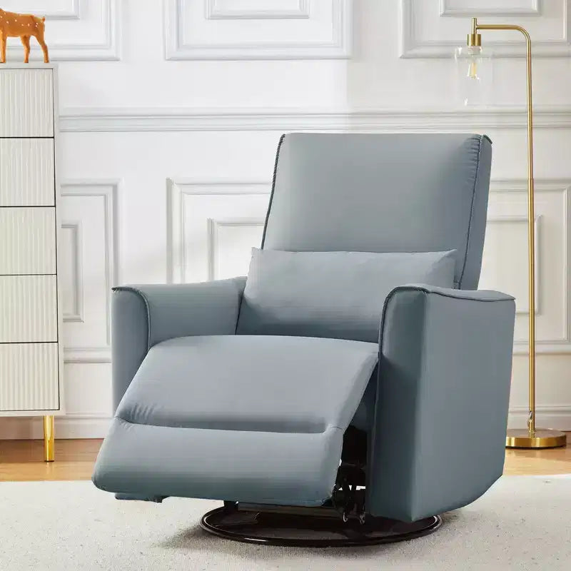 Fauteuil Inclinable, Berçant et Pivotant Manuel, avec Support Lombaire et Accoudoirs, pour Chambre de Bébé, Salon, Chambre à Coucher