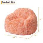 Pouf géant en fausse fourrure douce avec accoudoirs  Fauteuil de salon avec rembourrage en mousse, confortable pour la chambre, le salon, la lecture et les jeux  Orange