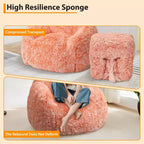 Pouf géant en fausse fourrure douce avec accoudoirs  Fauteuil de salon avec rembourrage en mousse, confortable pour la chambre, le salon, la lecture et les jeux  Orange