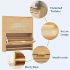 Meuble à chaussures en rotin avec 2 tiroirs basculants, armoire à chaussures en bois naturel pour entrée, couloir ou salon