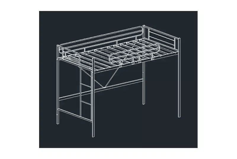 Metal Bunk Bed Twin Over Twin, Industrial Bunkbeds Heavy Duty Bed,White