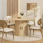Table de salle à manger ronde 47" pour 4 personnes, étagère de rangement à 2 niveaux et porte coulissante en bois, table à dîner de cuisine pour la maison, la salle à manger et le salon