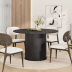 Table de salle à manger ronde 47" pour 4 personnes, étagère de rangement à 2 niveaux et porte coulissante en bois, table à dîner de cuisine pour la maison, la salle à manger et le salon