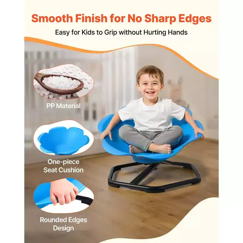 Chaise Pivotante pour Enfants VEVOR, Capacité 100 kg, Chaise Tournante Sensorielle Cylindrique avec Base Métallique Antidérapante, Siège Rotatif pour Tout-petits, Bleu
