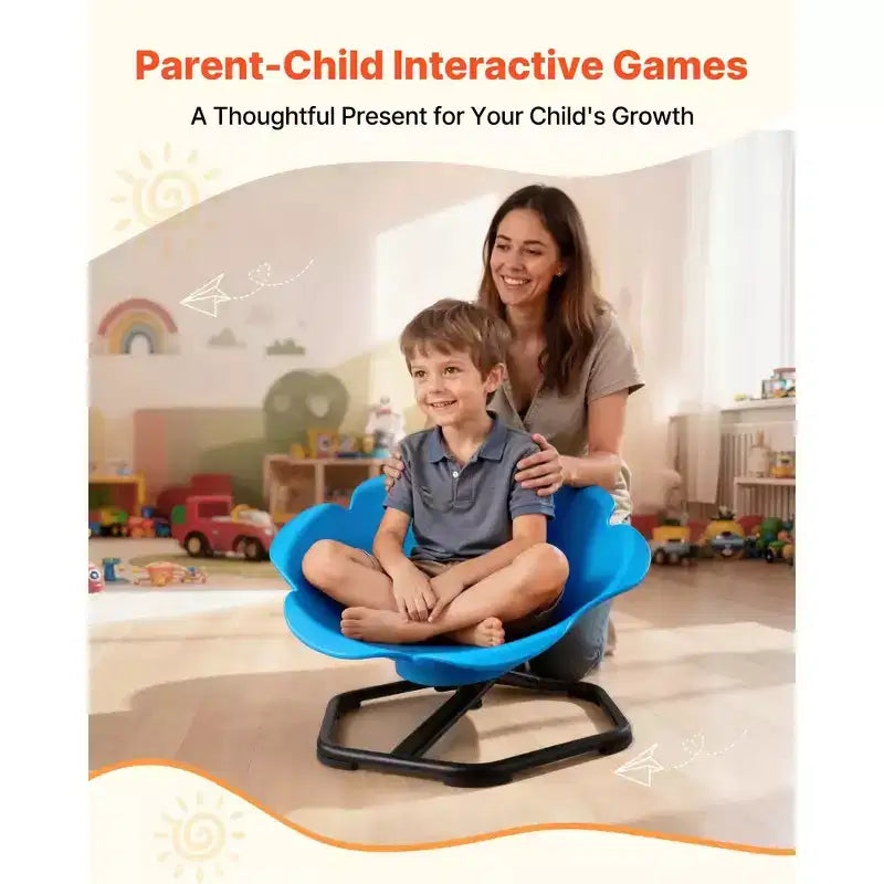 Chaise Pivotante pour Enfants VEVOR, Capacité 100 kg, Chaise Tournante Sensorielle Cylindrique avec Base Métallique Antidérapante, Siège Rotatif pour Tout-petits, Bleu