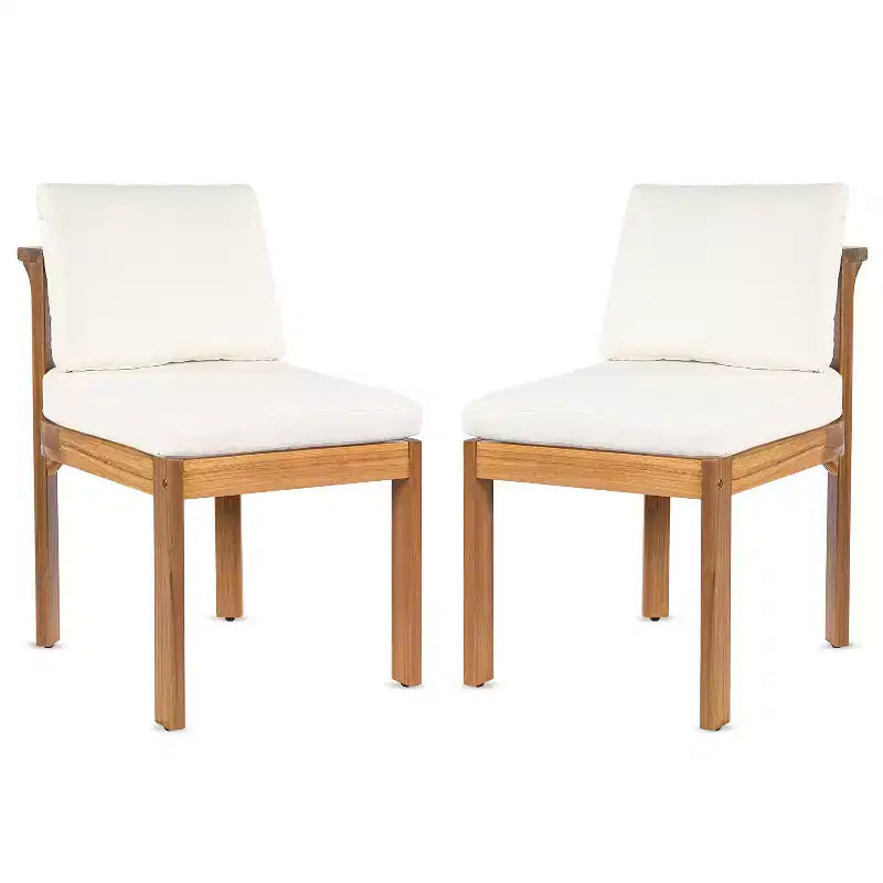 Chaises de salle à manger sans accoudoirs Christopher Knight Home Grayson en bois d'acacia moderne pour patio avec coussins