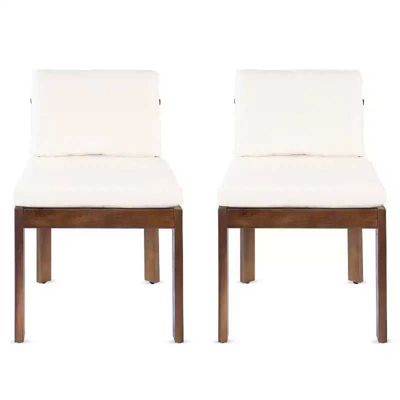 Chaises de salle à manger sans accoudoirs Christopher Knight Home Grayson en bois d'acacia moderne pour patio avec coussins