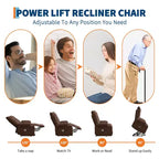 Fauteuil inclinable électrique avec fonction releveur, massage et chauffage, aide au lever à 45°, revêtement rembourré doux, poche latérale et porte-gobelets