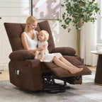 Fauteuil inclinable électrique avec fonction releveur, massage et chauffage, aide au lever à 45°, revêtement rembourré doux, poche latérale et porte-gobelets