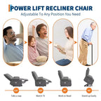 Fauteuil inclinable électrique avec fonction releveur, massage et chauffage, aide au lever à 45°, revêtement rembourré doux, poche latérale et porte-gobelets