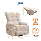 Fauteuil inclinable électrique avec fonction releveur, massage et chauffage, aide au lever à 45°, revêtement rembourré doux, poche latérale et porte-gobelets