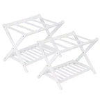 2-Pack Folding Bamboo Luggage Rack with 2-Tier Shelf  Premium White Suitcase Stand Holds 150 lb for Bedrooms & Hotels