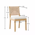 Lot de 2 chaises de salle à manger Mid-Century Modernes, chaises de salle à manger en bois massif avec dossier tressé, assise rembourrée en lin pour cuisine-Panipeachy