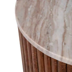 Table d'appoint avec base cannelée noire et plateau en marbre blanc – Pièce d'accent moderne pour petits espaces et décoration intérieure