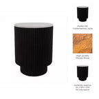 Table d'appoint avec base cannelée noire et plateau en marbre blanc – Pièce d'accent moderne pour petits espaces et décoration intérieure