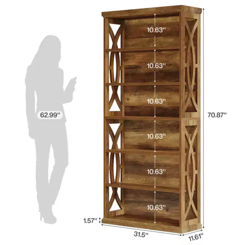 Étagère décorative en bois à 6 niveaux GDFStudio Deeanne avec panneaux latéraux à motifs