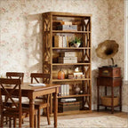 Étagère décorative en bois à 6 niveaux GDFStudio Deeanne avec panneaux latéraux à motifs