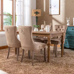 Chaises de salle à manger Harrington Collection modernes en velours capitonné, pieds en bois massif avec garniture cloutée, lot de 2 chaises d'appoint rembourrées contemporaines, Kaki