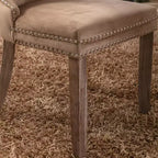 Chaises de salle à manger Harrington Collection modernes en velours capitonné, pieds en bois massif avec garniture cloutée, lot de 2 chaises d'appoint rembourrées contemporaines, Kaki