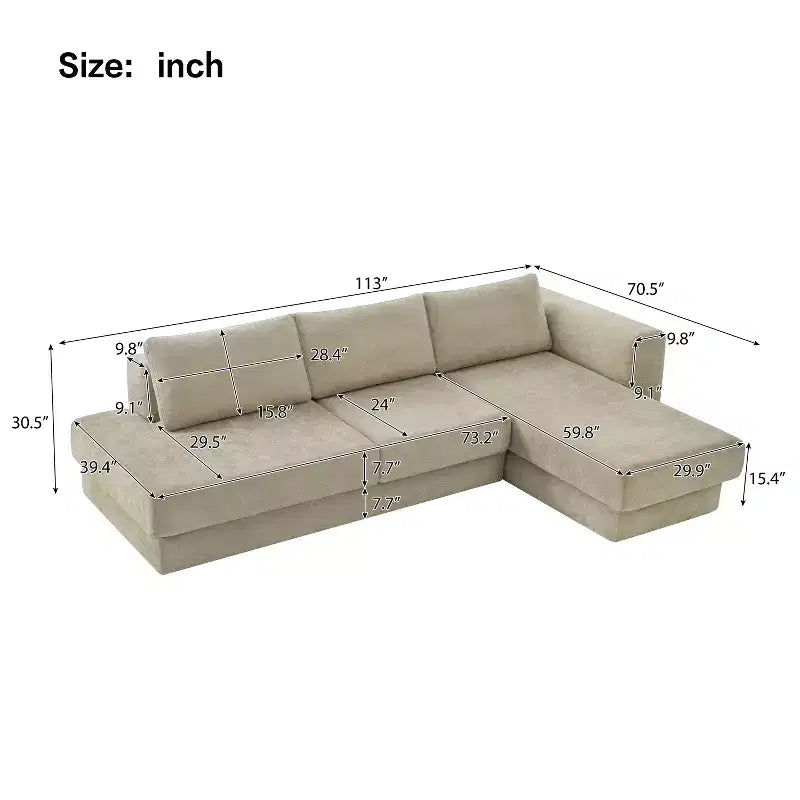 Canapé d'angle en chenille moderne Orai 113 de Christopher Knight Home avec coussins double couche