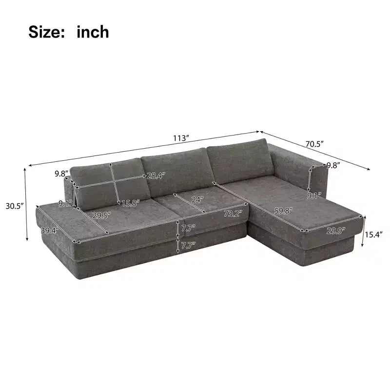 Canapé d'angle en chenille moderne Orai 113 de Christopher Knight Home avec coussins double couche