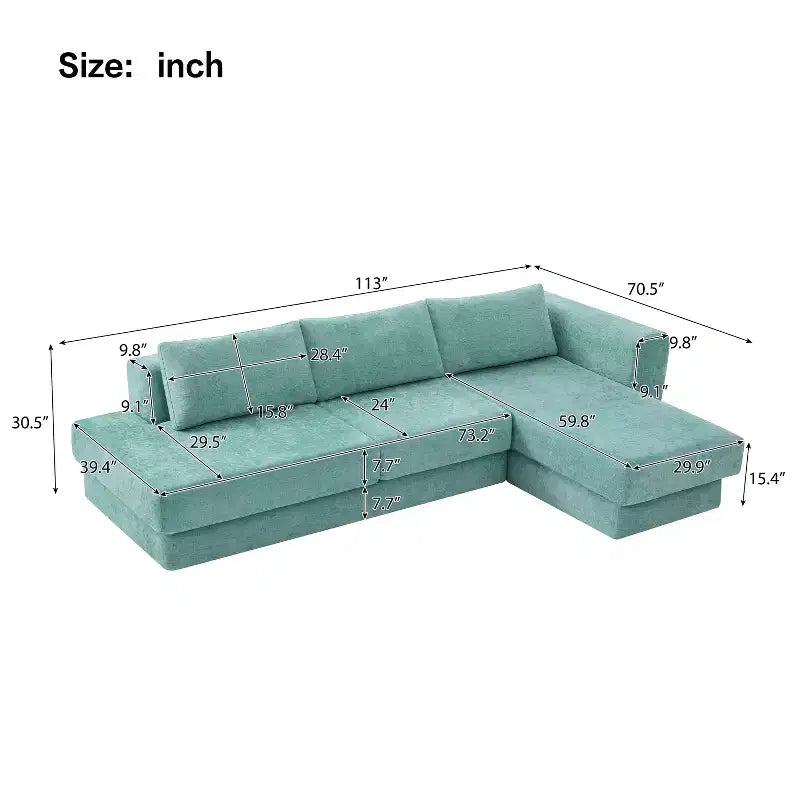 Canapé d'angle en chenille moderne Orai 113 de Christopher Knight Home avec coussins double couche