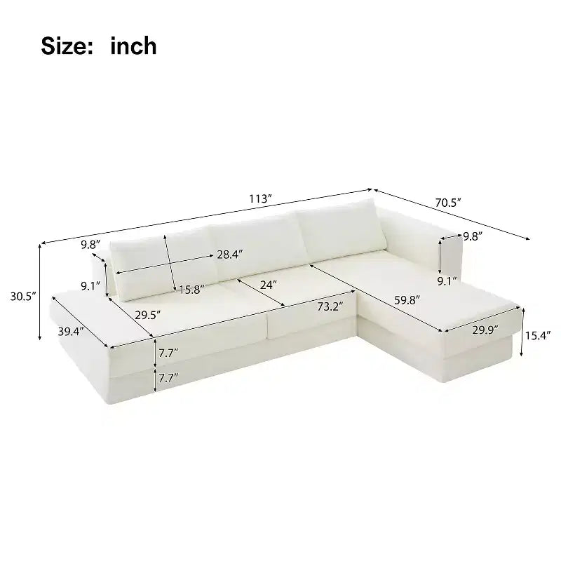 Canapé d'angle en chenille moderne Orai 113 de Christopher Knight Home avec coussins double couche