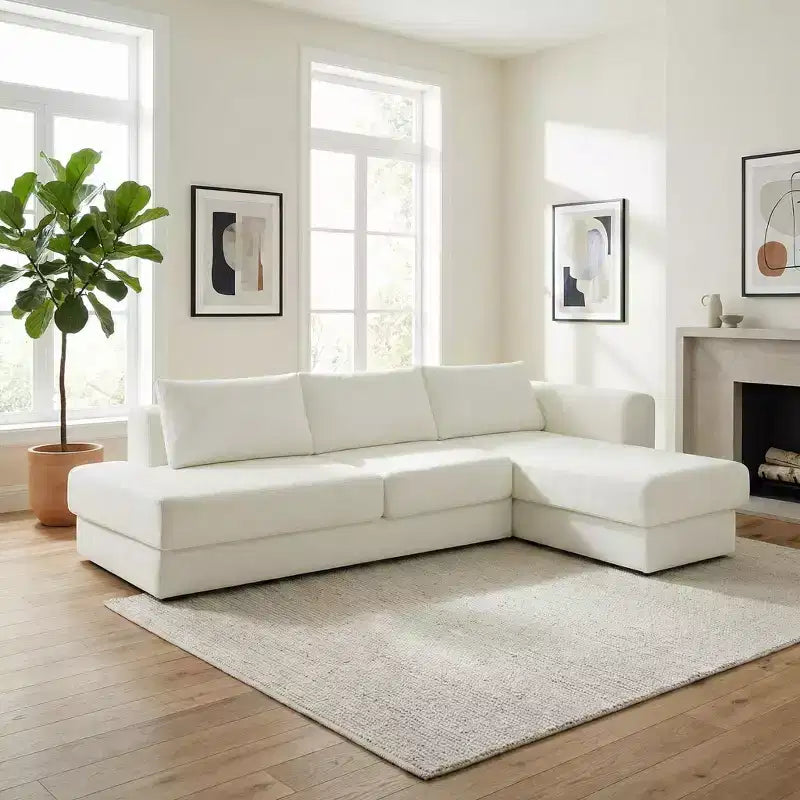 Christopher Knight Home Orai Modern 113 L-shaped Chenille Upholstered Sectional Sofa with Double Layer Cushions