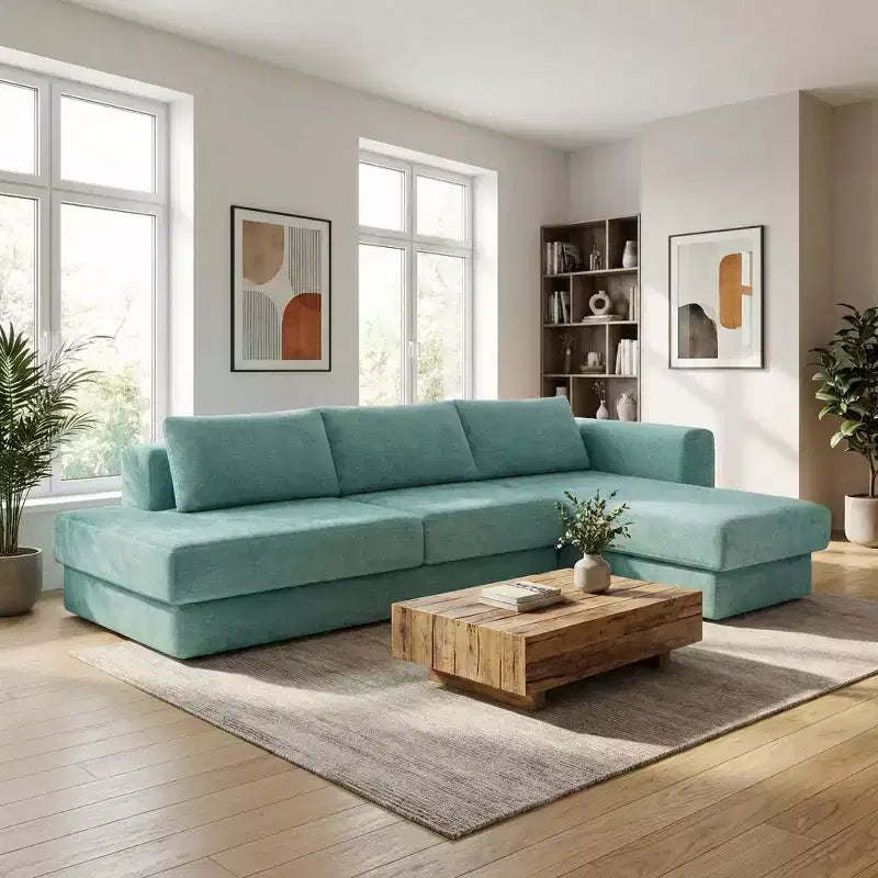 Canapé d'angle en chenille moderne Orai 113 de Christopher Knight Home avec coussins double couche