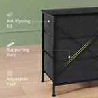 Meuble TV, Meuble de divertissement pour téléviseurs de 45 à 65 pouces, avec lumières, 8 tiroirs en tissu, cadre en métal et dessus en bois, meuble de rangement pour salon, chambre, couloir.