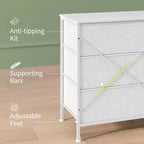 Meuble TV, Meuble de divertissement pour téléviseurs de 45 à 65 pouces, avec lumières, 8 tiroirs en tissu, cadre en métal et dessus en bois, meuble de rangement pour salon, chambre, couloir.